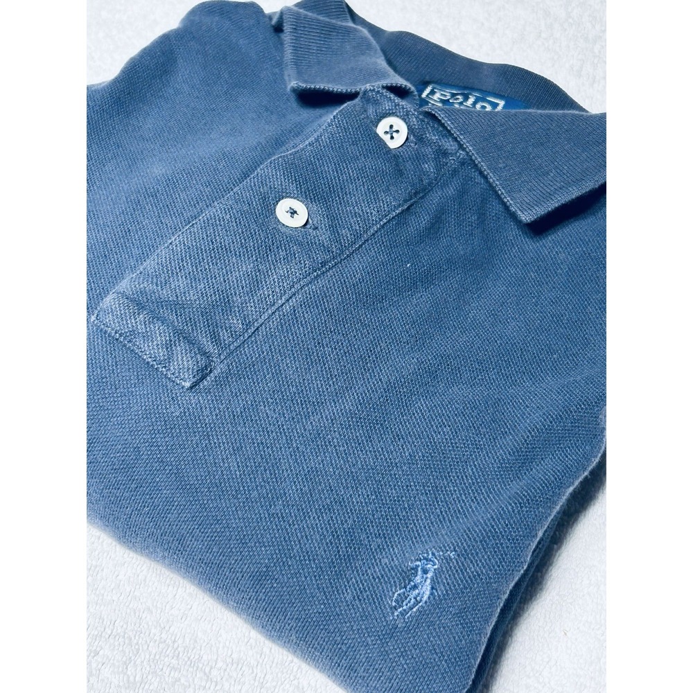Vintage Polo Ralph Lauren Long Sleeve Polo Men's Large Distressed Indigo Blue